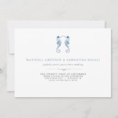 ビーチ結婚式ブルーウォーターカラーシーホース 招待状 (正面)