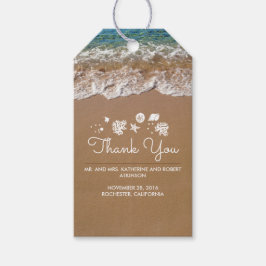 ビーチ結婚式ブルーシーアンドサンドトロピカル ギフトタグ
