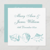 ビーチ結婚式ブルーシーシェルズ 招待状 (正面/裏面)