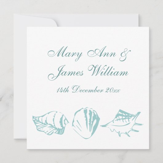 ビーチ結婚式ブルーシーシェルズ 招待状 (正面)