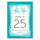 ビーチ結婚式ブルーテーブル番号カード座席表 テーブルナンバー (裏面)