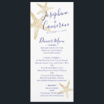 ビーチ結婚式ブルー金ゴールドヒトデモダンィー メニュー<br><div class="desc">ネイビーブルーと金ゴールドスタフィッシュのディナービーチテーマのディナーパーティー、リハーサルのディナー、または目的地の結婚式のためのカードは、ヴィンテージスタフィッシュイラストレーションとスクリプトエレガントフォントを備えモダンている。テンプレートデザインツールを使用して、フォント、色、またはデザインを変更する。</div>