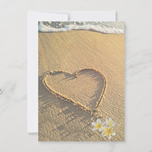 ビーチ結婚式プルメリア/フランジパニサンドアンドシー 招待状 (裏面)