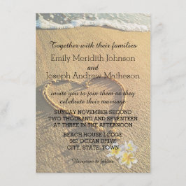 ビーチ結婚式プルメリア/フランジパニサンドアンドシー 招待状