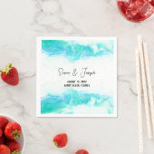 ビーチ結婚式プログラムのブルーウェーブ スタンダードカクテルナプキン (インサイチュ)