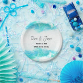 ビーチ結婚式プログラムのブルーウェーブ ペーパープレート (パーティー)