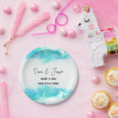 ビーチ結婚式プログラムのブルーウェーブ ペーパープレート (パーティー)