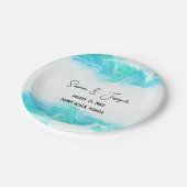 ビーチ結婚式プログラムのブルーウェーブ ペーパープレート (アングル)