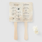 ビーチ結婚式プログラムハンドファンと旅程の時間 ハンドファン (正面&裏面)