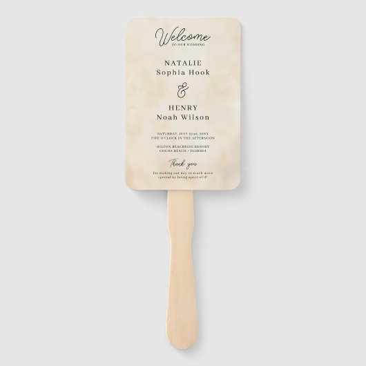 ビーチ結婚式プログラムハンドファンと旅程の時間 ハンドファン (裏面)