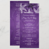 ビーチ結婚式プログラムヒトデの紫色 プログラム (正面/裏面)