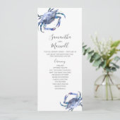 ビーチ結婚式プログラム水色カニ 招待状 (スタンド正面)