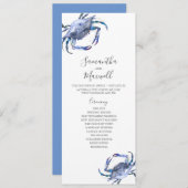 ビーチ結婚式プログラム水色カニ 招待状 (正面/裏面)