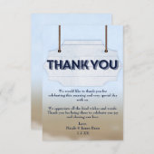 ビーチ結婚式ホワイトウッドサインサンキューカード 招待状 (正面/裏面)