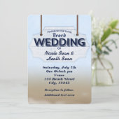 ビーチ結婚式ホワイトウッドサイントロピカル招待状 招待状 (スタンド正面)