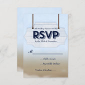 ビーチ結婚式ホワイトウッド署名RSVP応答カード 出欠カード (正面/裏面)