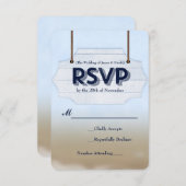 ビーチ結婚式ホワイトウッド署名RSVP応答カード 出欠カード (正面/裏面)