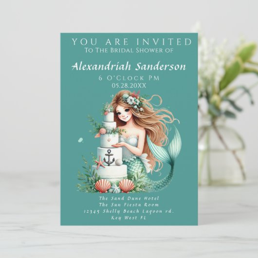 ビーチ結婚式マーメイドブライダルシャワー 招待状 (スタンド正面)