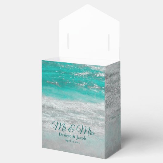 ビーチ結婚式ミスター・アンド・ミセス・ターコイズ熱帯海 フェイバーボックス (オープン)