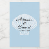 ビーチ結婚式ミニワインラベルシーサイドビーチブルー ワインラベル (シングルラベル)