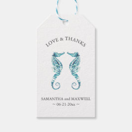 ビーチ結婚式メッセージカードウォーターカラーシーホース ギフトタグ