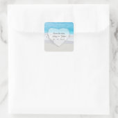 ビーチ結婚式メッセージカード保存日付ビーチ1 スクエアシール (バッグ)