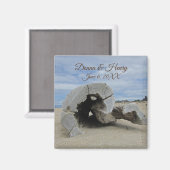 ビーチ結婚式メメントドリフトウッドフォトオーシャンサイド マグネット (正面/裏面)