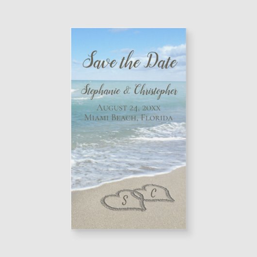 ビーチ結婚式モノグラムハートズインザサンド (正面)