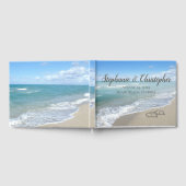 ビーチ結婚式モノグラムハートズインザサンド ゲストブック (全面)