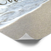 ビーチ結婚式モノグラムハートズインザサンド ポスター (角)