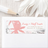 ビーチ結婚式ラベルコーラルパームツリーズウッド ラベル (インサイチュ)