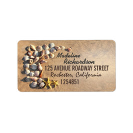 ビーチ結婚式ラベル（海老とヒトデ） ラベル