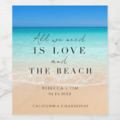 ビーチ結婚式リハーサルのディナーの好意 ワインラベル (シングルラベル)