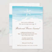 ビーチ結婚式リハーサルディナースターフィッシュ&シー 招待状 (正面/裏面)
