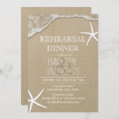 ビーチ結婚式リハーサルディナーヒトデ&ウェーブ 招待状 (正面/裏面)