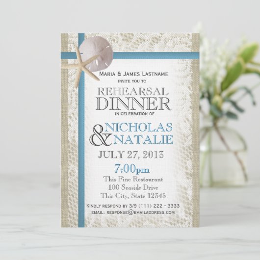 ビーチ結婚式リハーサルディナー 招待状 (スタンド正面)