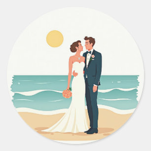 ビーチ結婚式ロマンスシール ラウンドシール