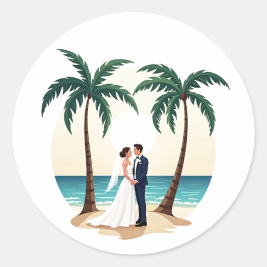 ビーチ結婚式ロマンスシール ラウンドシール (正面)