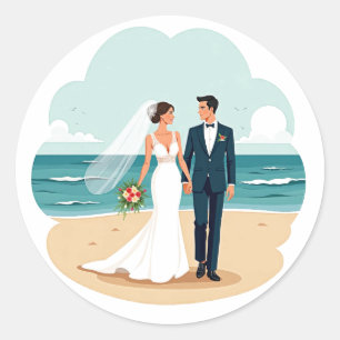 ビーチ結婚式ロマンスシール ラウンドシール