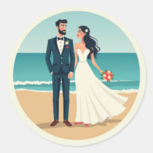 ビーチ結婚式ロマンスシール ラウンドシール