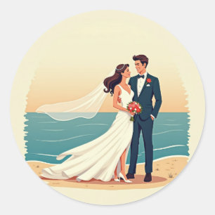 ビーチ結婚式ロマンスシール ラウンドシール