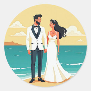 ビーチ結婚式ロマンスシール ラウンドシール