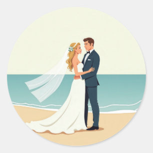 ビーチ結婚式ロマンスシール ラウンドシール
