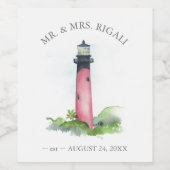 ビーチ結婚式ワインボトルラベルライトハウス ワインラベル (シングルラベル)