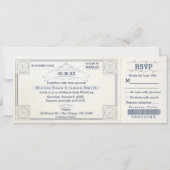 ビーチ結婚式ヴィンテージ搭乗チケット招待状 招待状 (正面)