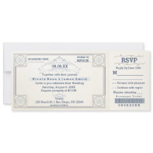 ビーチ結婚式ヴィンテージ搭乗チケット招待状