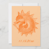 ビーチ結婚式ヴィンテージ軟体動物殻オレンジ 招待状 (裏面)