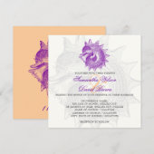 ビーチ結婚式ヴィンテージ軟体動物殻紫 招待状 (正面/裏面)