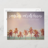 ビーチ結婚式予算日付の保存 案内ポストカード (正面/裏面)