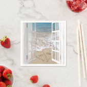 ビーチ結婚式付きハート スタンダードカクテルナプキン (インサイチュ)